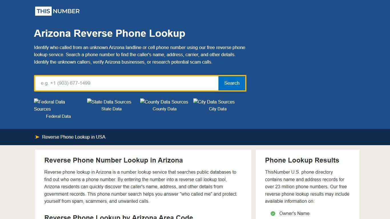 Reverse Phone Lookup - Arizona Phone Number Lookup