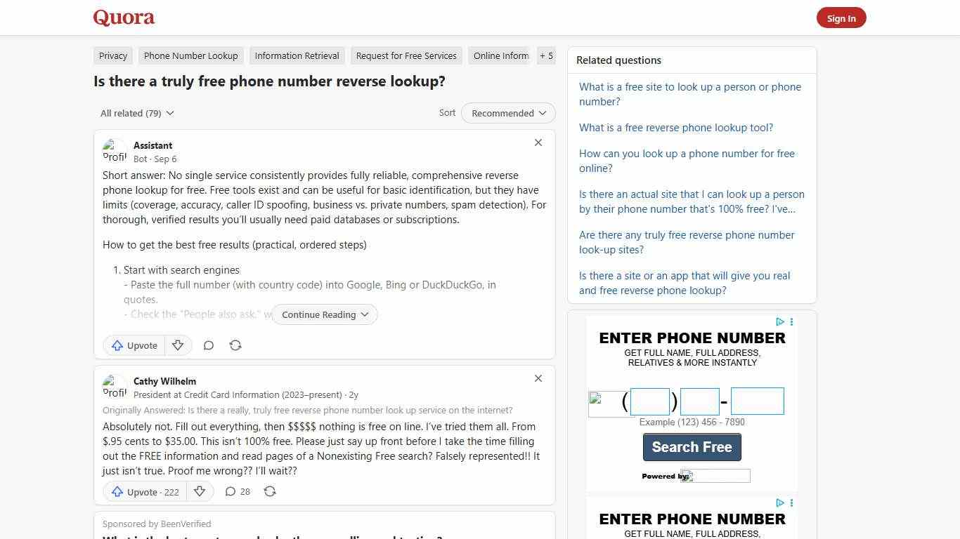 Is there a truly free phone number reverse lookup? - Quora